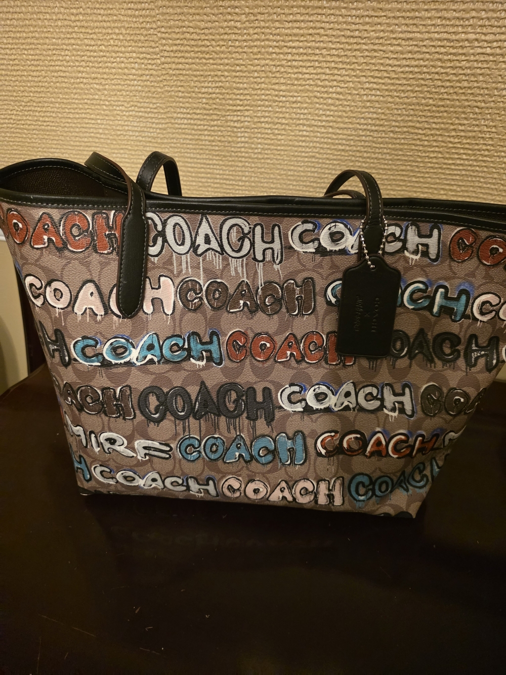 COACH Multicolor Graffiti Logo Tote Bag